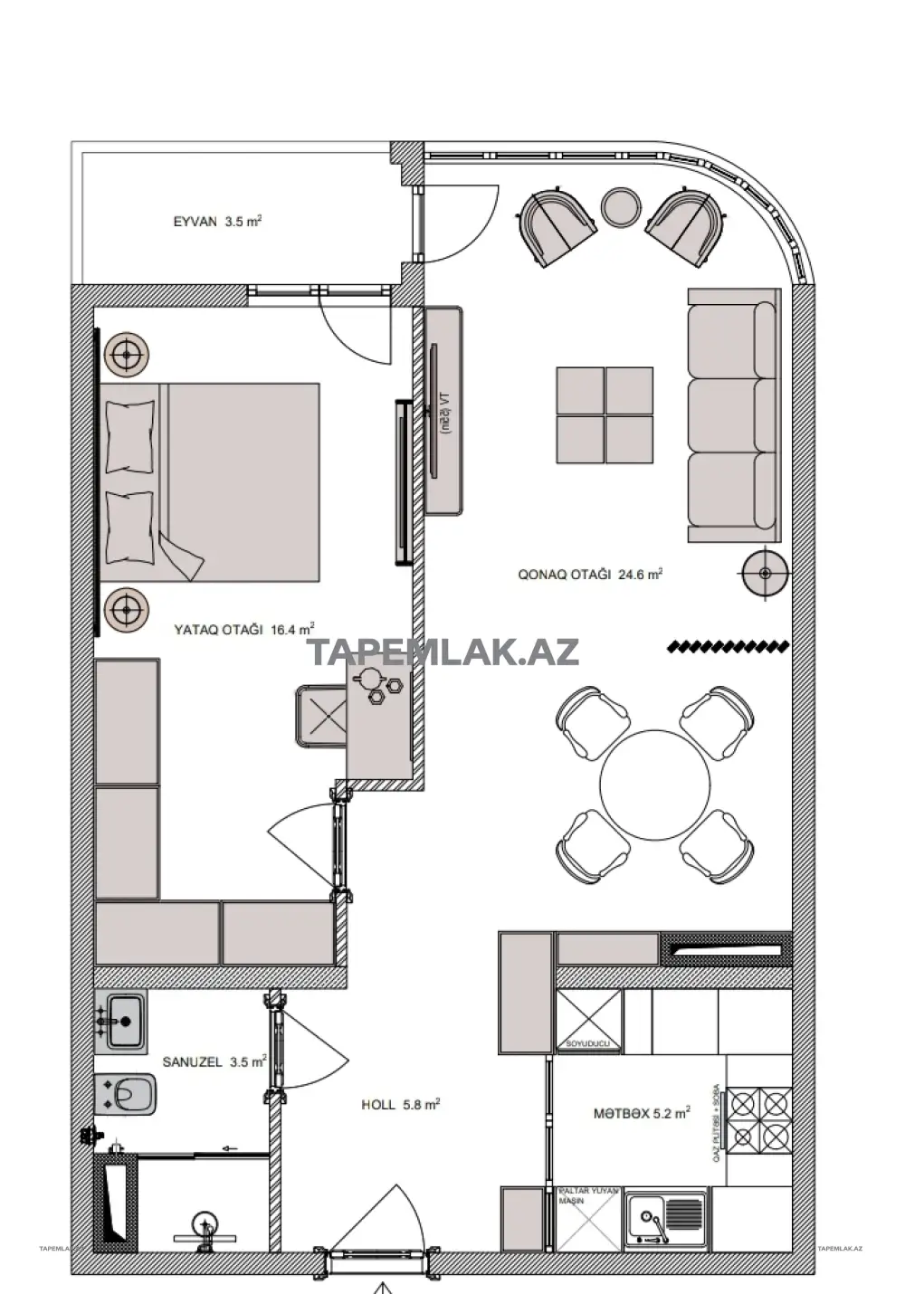 Satılır 2 otaqlı 63 m² Yeni tikili